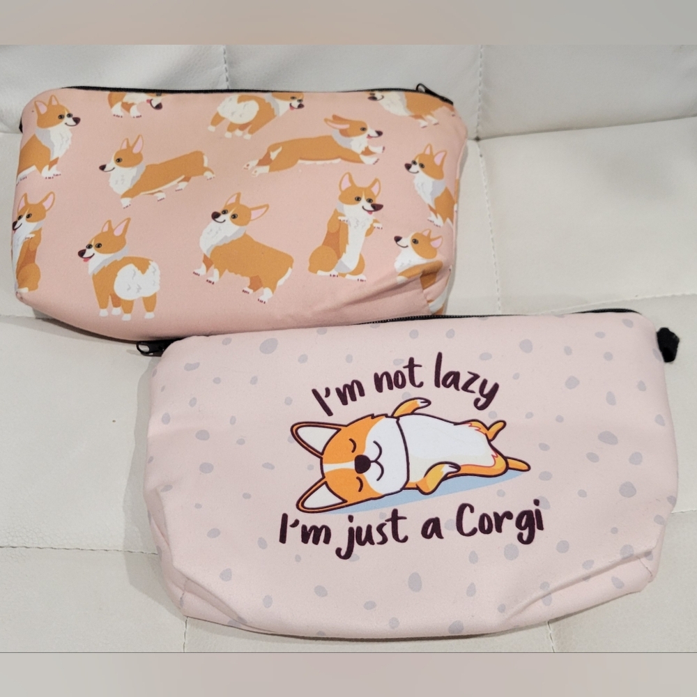 Bundle of Corgi Print Pouches/Cosmetic Bags Set of 2